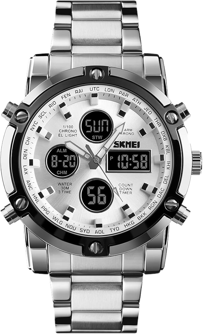 SKMEI Men’s Tactical Military Watch – Waterproof Analog Digital Chronograph | Multi-Time Sport Watch