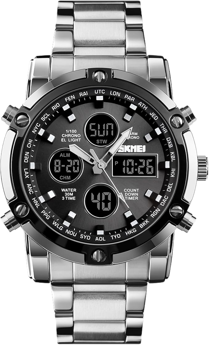 SKMEI Men’s Tactical Military Watch – Waterproof Analog Digital Chronograph | Multi-Time Sport Watch