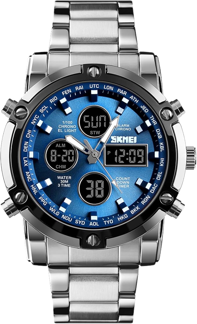 SKMEI Men’s Tactical Military Watch – Waterproof Analog Digital Chronograph | Multi-Time Sport Watch