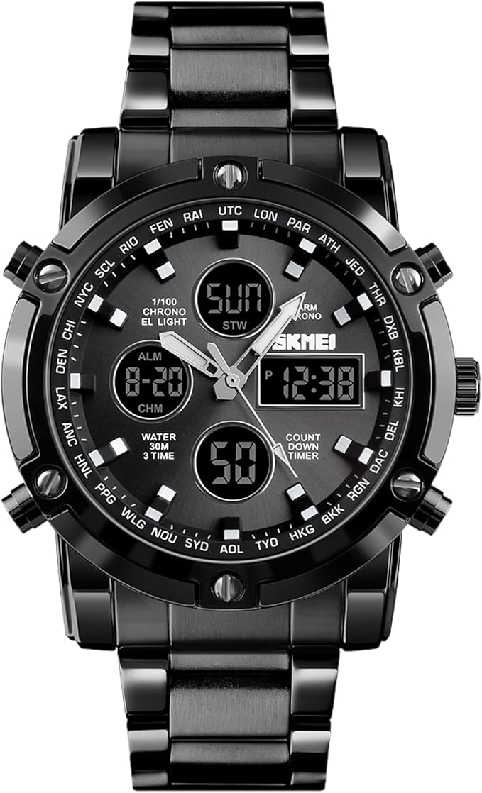 SKMEI Men’s Tactical Military Watch – Waterproof Analog Digital Chronograph | Multi-Time Sport Watch