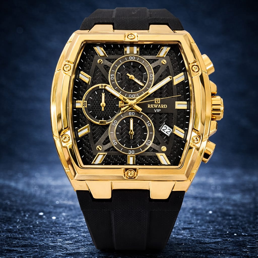 REWARD Elite Chronograph Silicone Square Dial Men's Watch